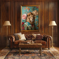 Luxurious Lion in Suit: Fantasy or Mythology Poster PosterGoat