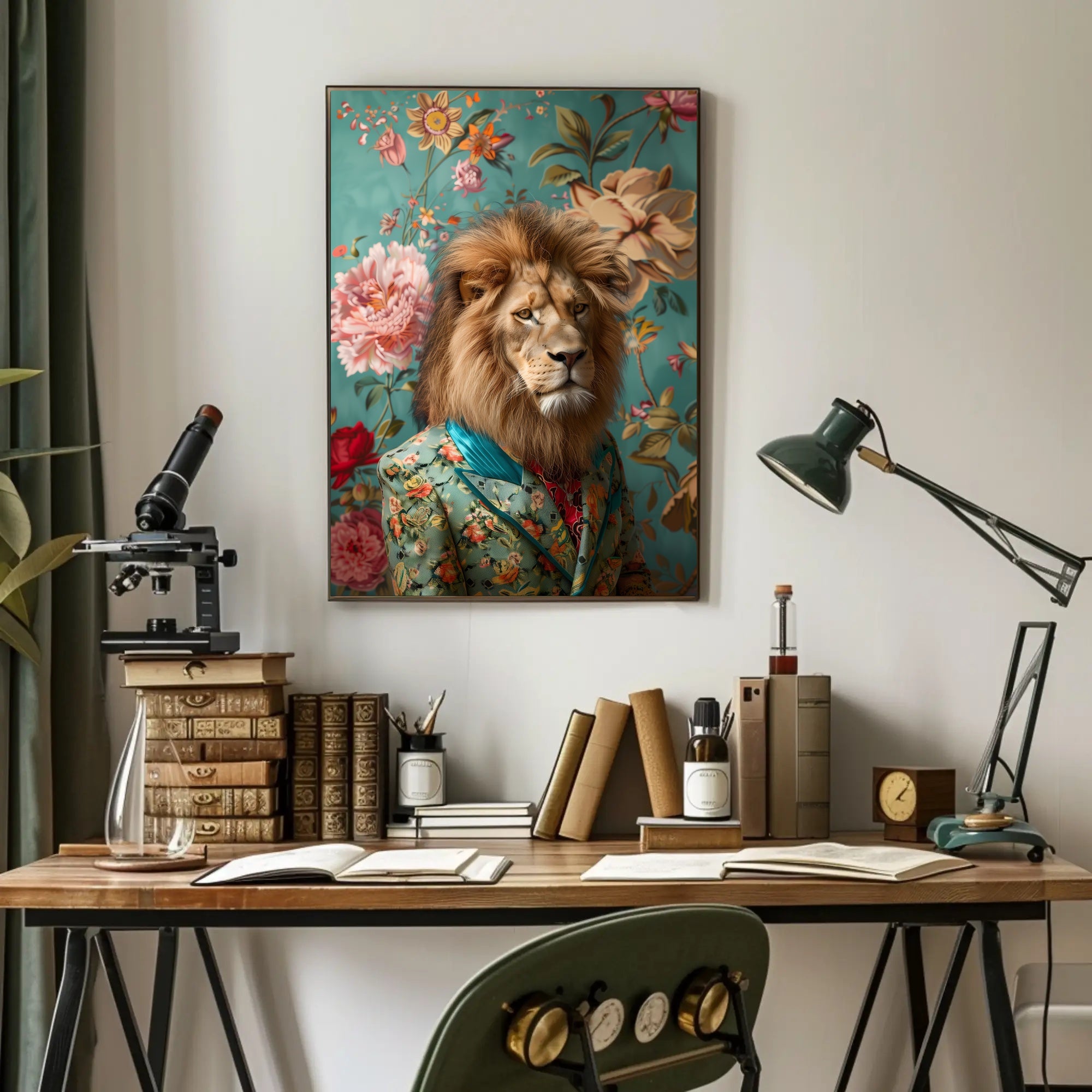 Luxurious Lion in Suit: Fantasy or Mythology Poster PosterGoat