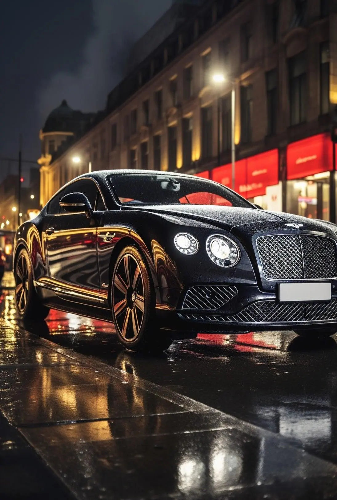 Luxury Car Night Cityscape Modern Elegance Poster PosterGoat