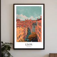 Lyon Skyline Poster: Serene Cityscape with Vintage Flair PosterGoat