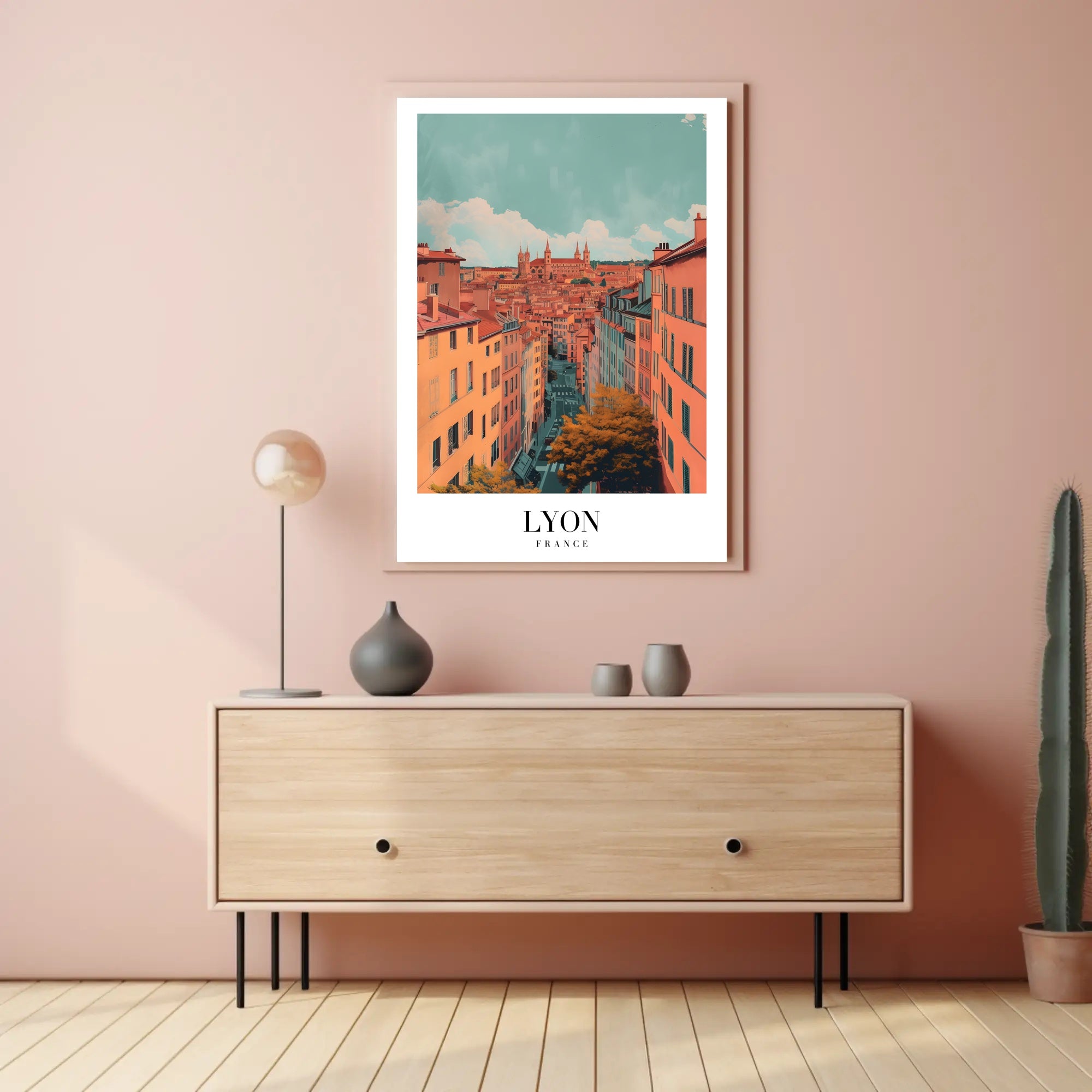 Lyon Skyline Poster: Serene Cityscape with Vintage Flair PosterGoat