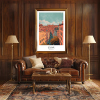 Lyon Skyline Poster: Serene Cityscape with Vintage Flair PosterGoat