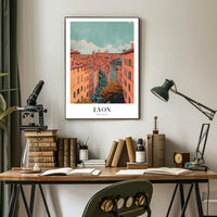 Lyon Skyline Poster: Serene Cityscape with Vintage Flair PosterGoat