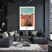 Lyon Skyline Poster: Serene Cityscape with Vintage Flair PosterGoat