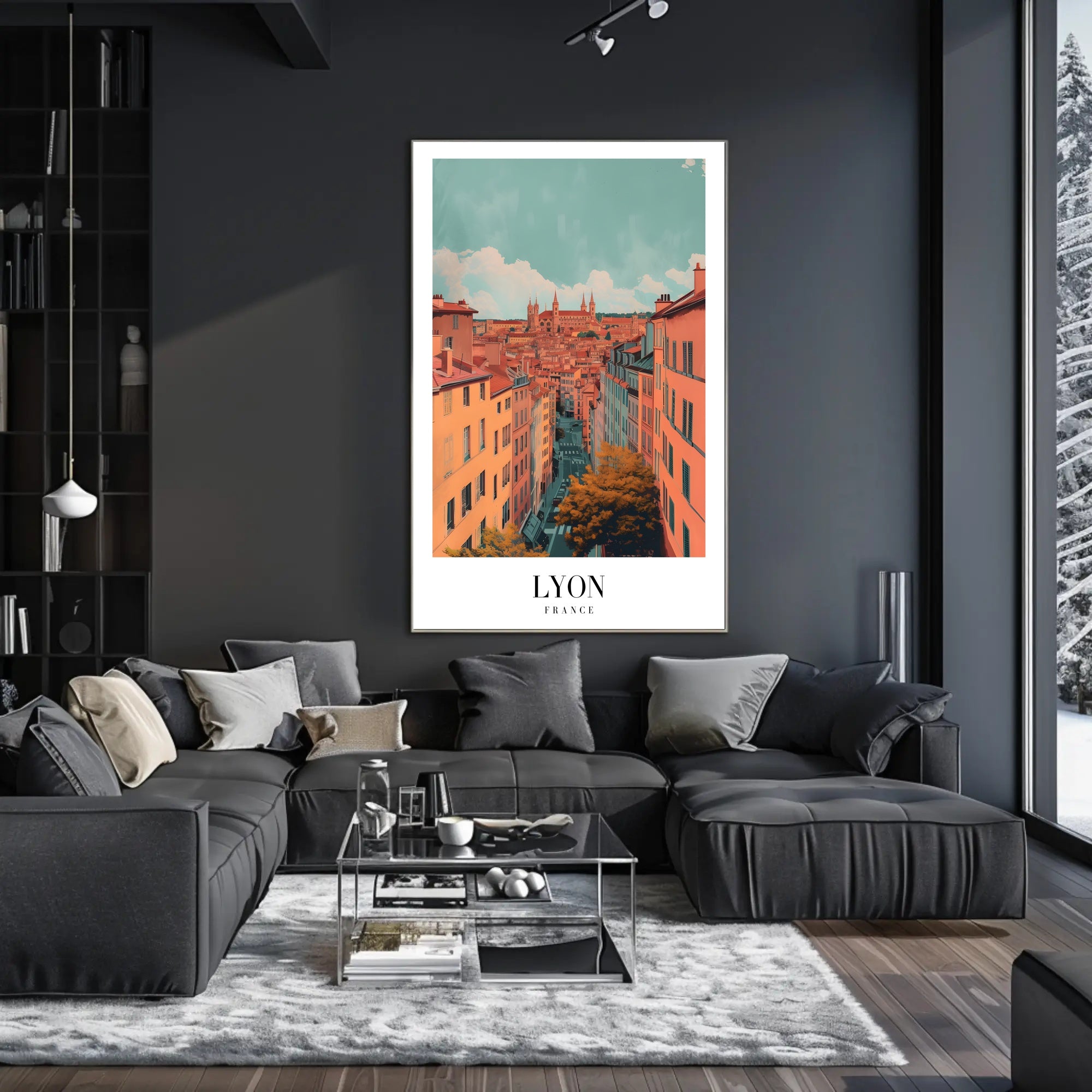 Lyon Skyline Poster: Serene Cityscape with Vintage Flair PosterGoat