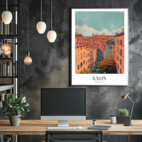 Lyon Skyline Poster: Serene Cityscape with Vintage Flair PosterGoat