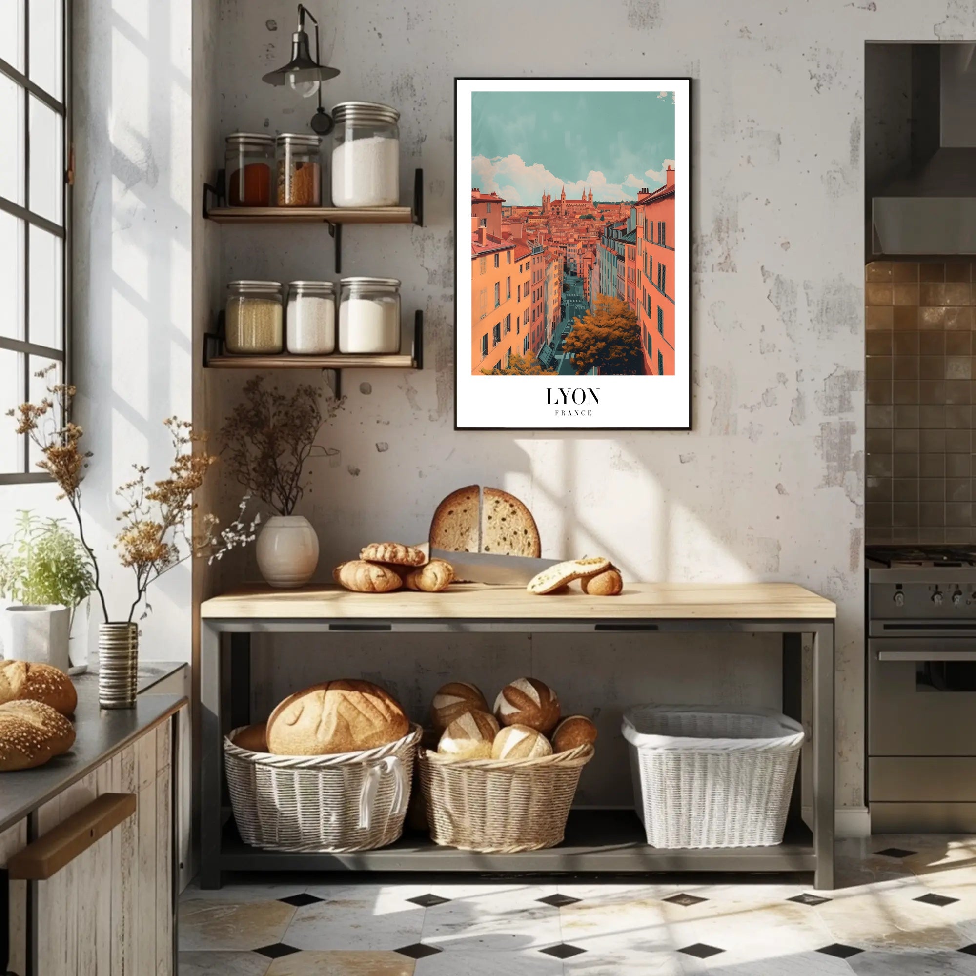 Lyon Skyline Poster: Serene Cityscape with Vintage Flair PosterGoat