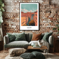 Lyon Skyline Poster: Serene Cityscape with Vintage Flair PosterGoat