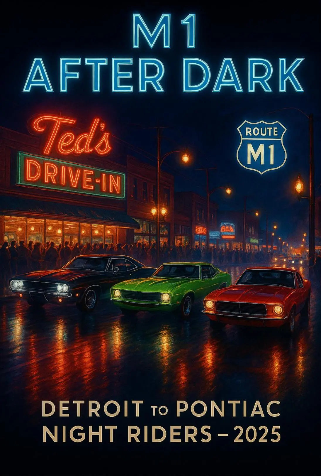 M1 After Dark Classic Car Culture Poster PosterGoat
