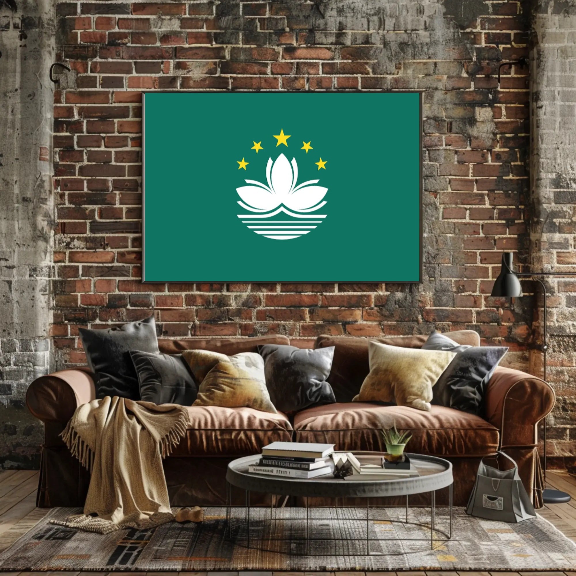 Macau Lotus Flag: Modern Symbolic Country Flag Poster PosterGoat