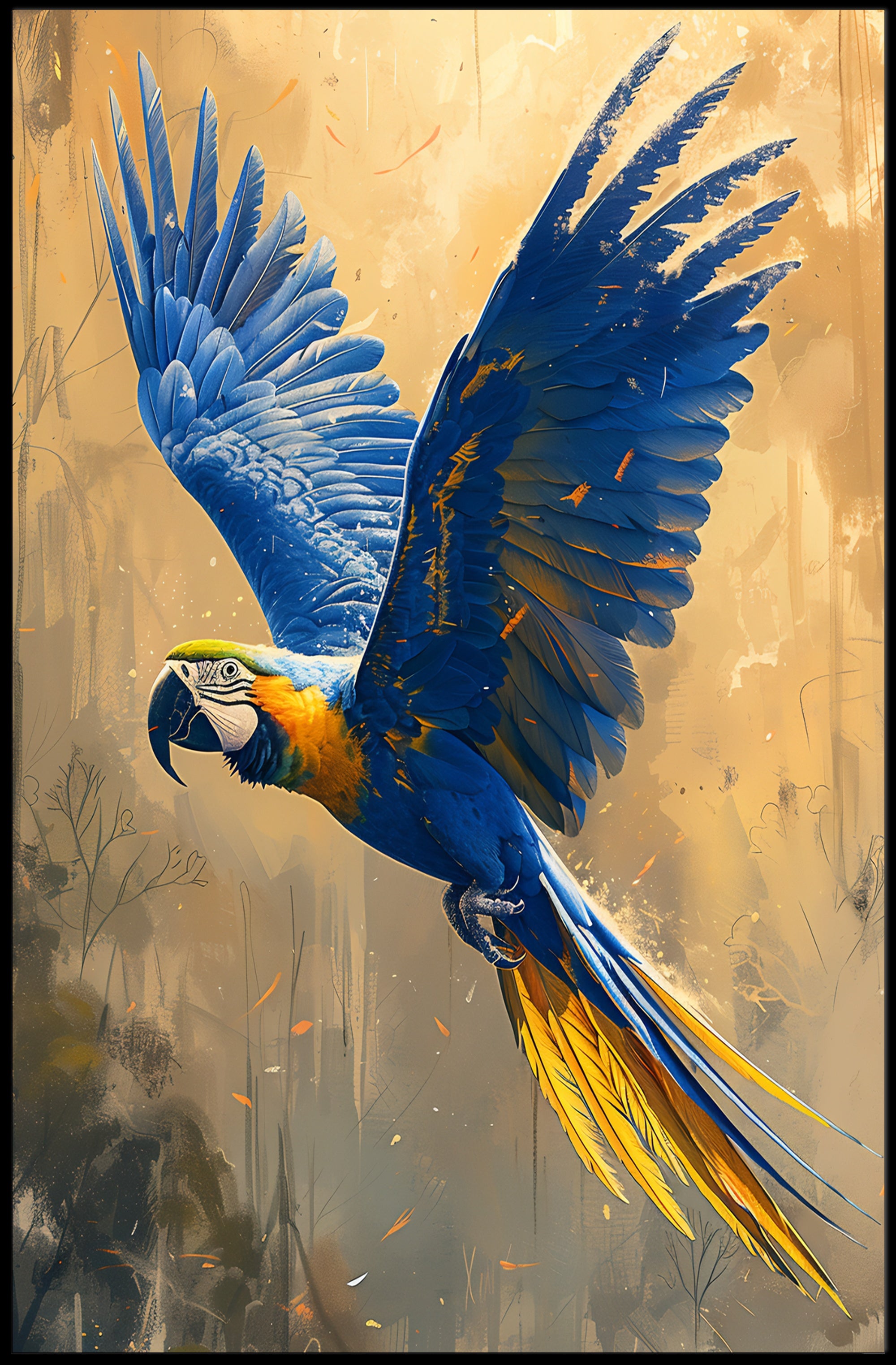 Macaw In Flight Animal Poster PosterGoat