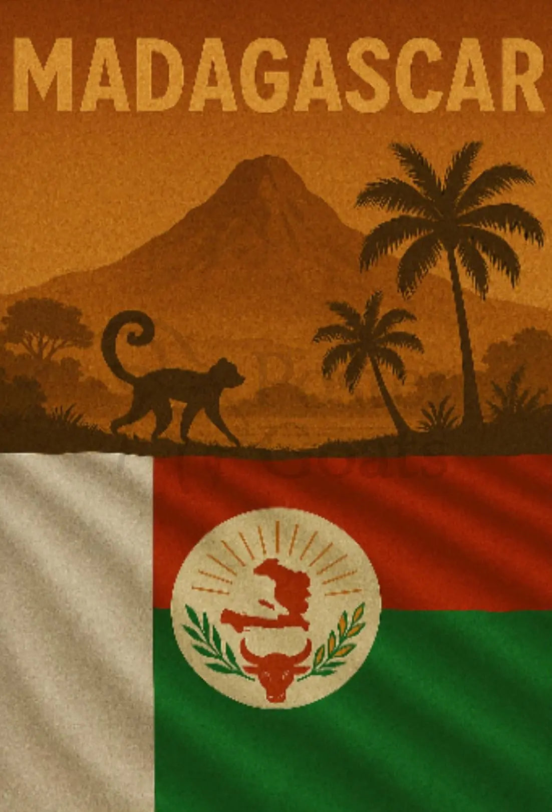 Madagascar Wildlife Adventure Vintage Travel Poster PosterGoat