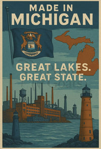 Made in Michigan Vintage Propaganda Poster PosterGoat