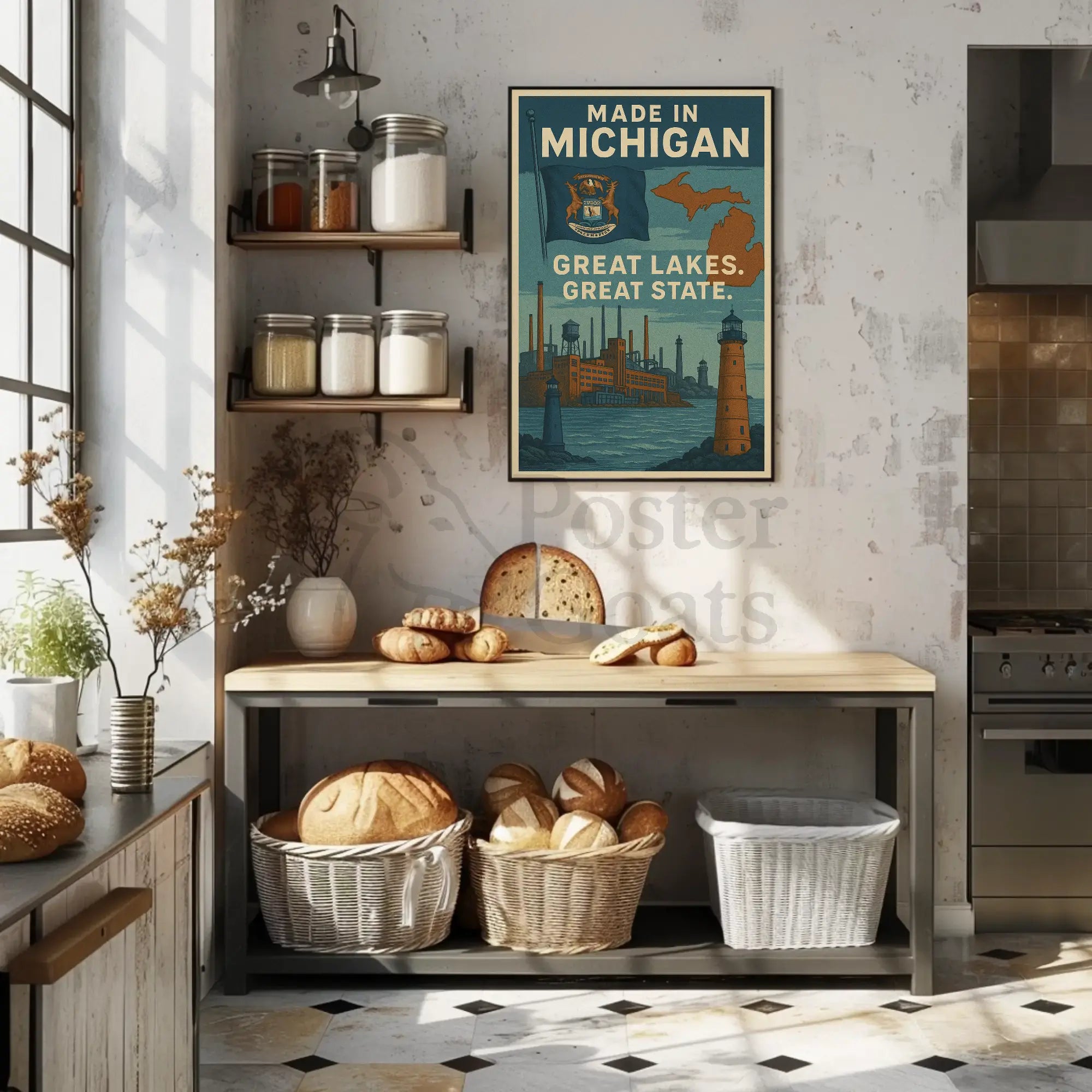 Made in Michigan Vintage Propaganda Poster PosterGoat