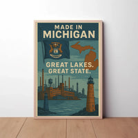 Made in Michigan Vintage Propaganda Poster PosterGoat