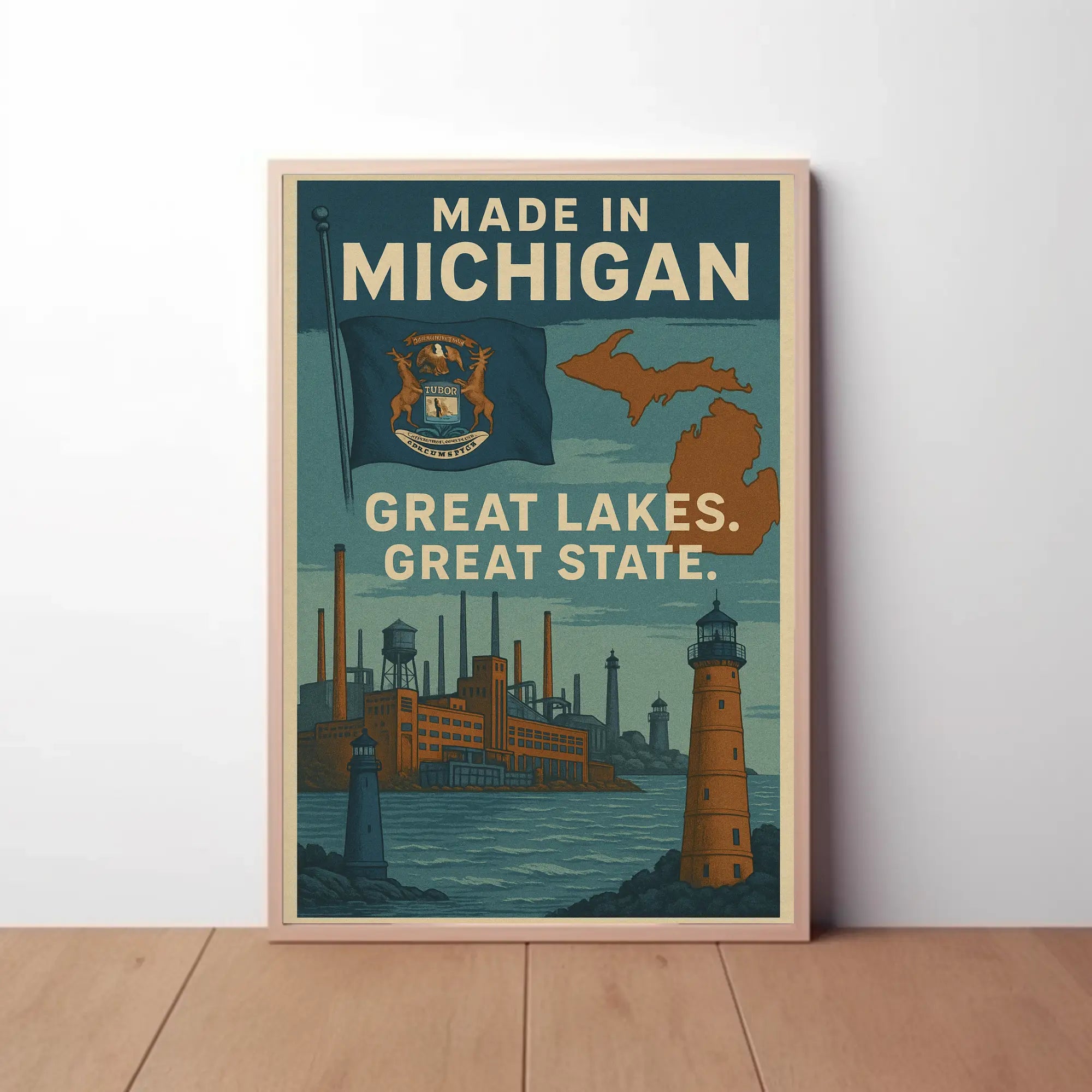 Made in Michigan Vintage Propaganda Poster PosterGoat