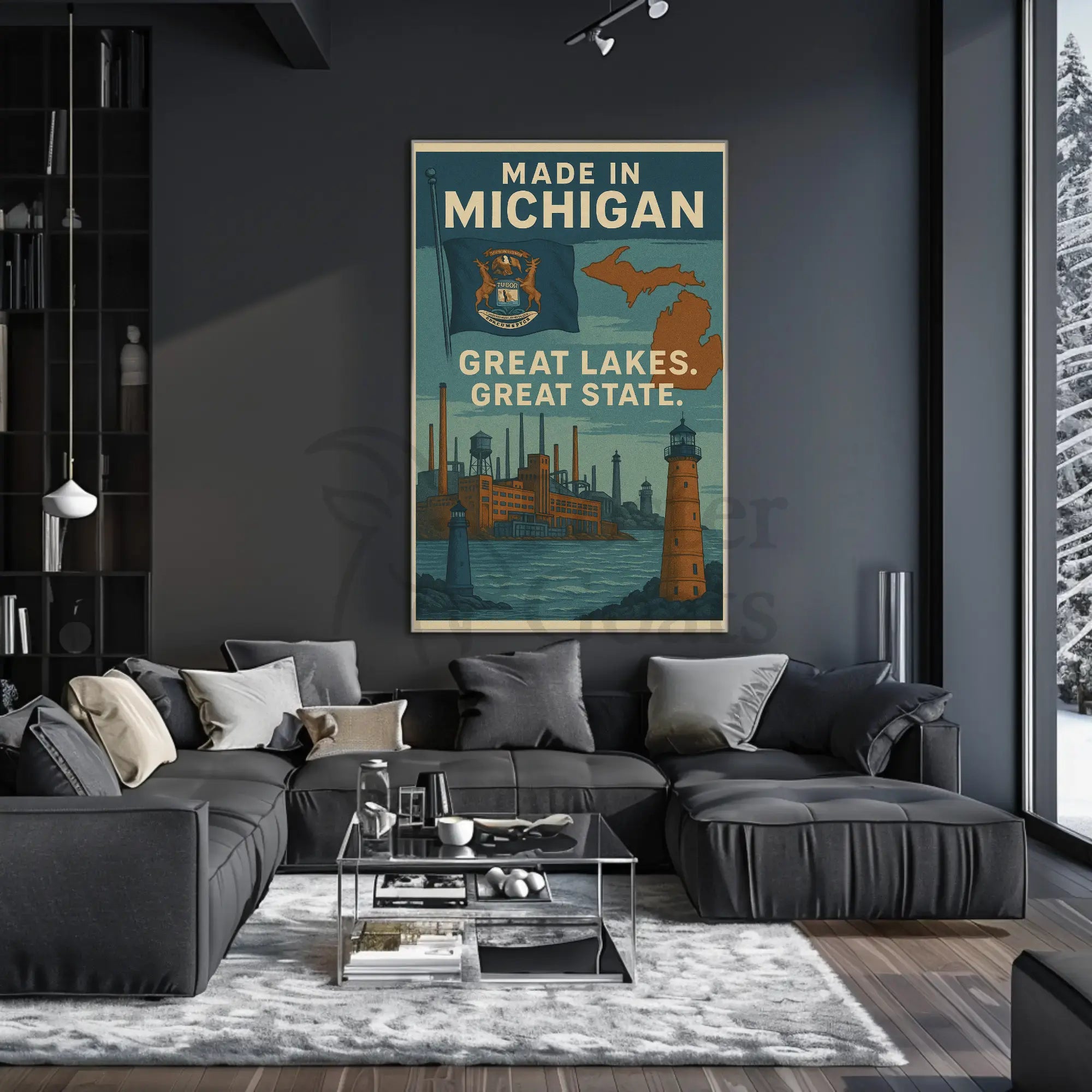 Made in Michigan Vintage Propaganda Poster PosterGoat