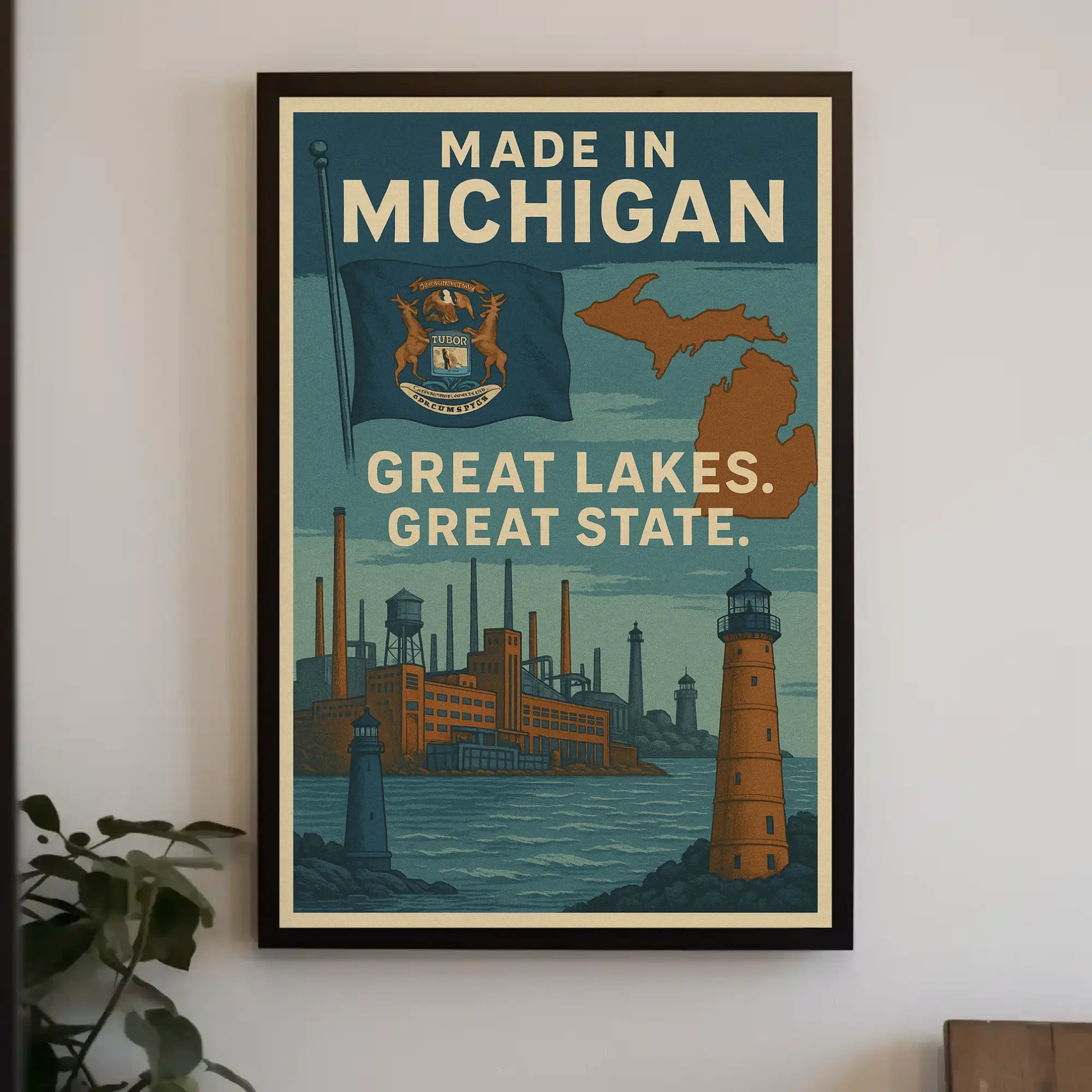 Made in Michigan Vintage Propaganda Poster PosterGoat