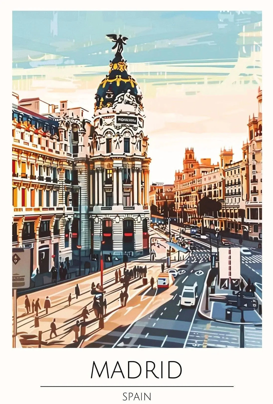 Madrid Urban Landmark Vibrant Digital Art Travel Poster PosterGoat