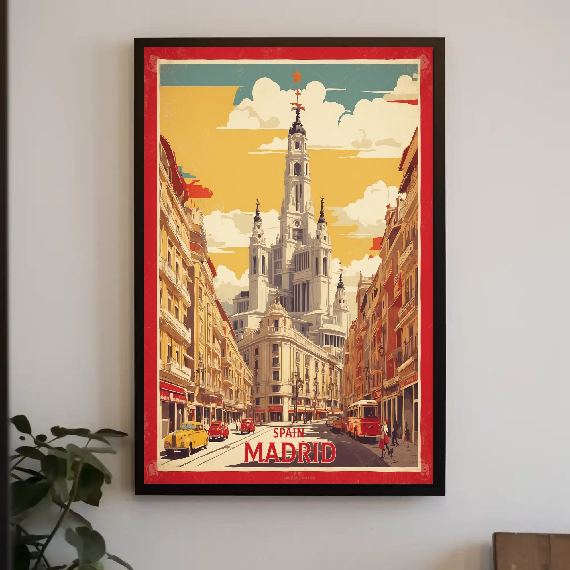 Madrid's Retro Cityscape Travel Poster PosterGoat
