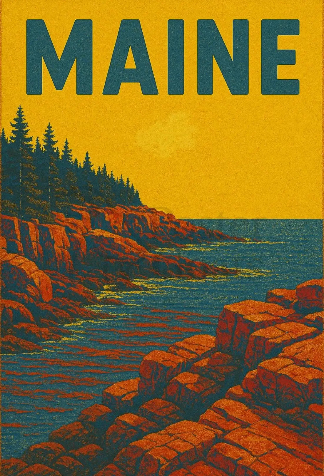 Maine Coastal Beauty Vintage Travel Poster PosterGoat