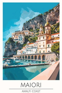 Maiori Amalfi Coast Travel Poster Retro Style Artwork PosterGoat