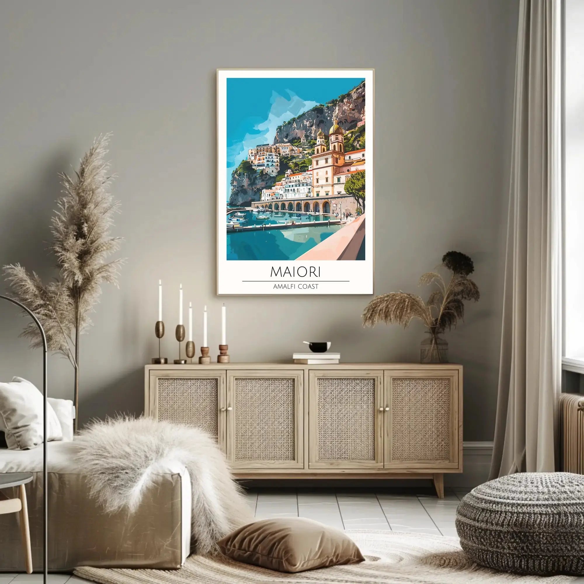 Maiori Amalfi Coast Travel Poster Retro Style Artwork PosterGoat