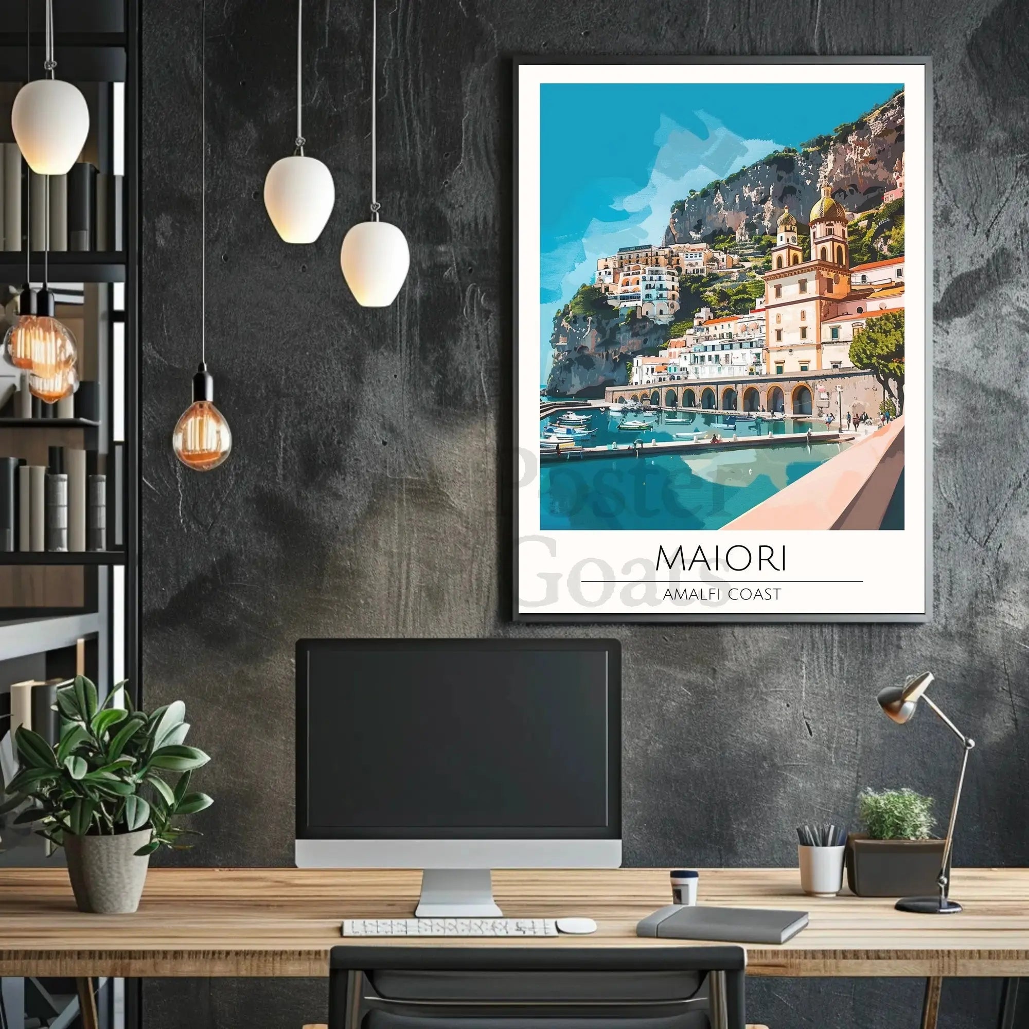 Maiori Amalfi Coast Travel Poster Retro Style Artwork PosterGoat