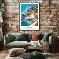 Maiori Amalfi Coast Travel Poster Retro Style Artwork PosterGoat