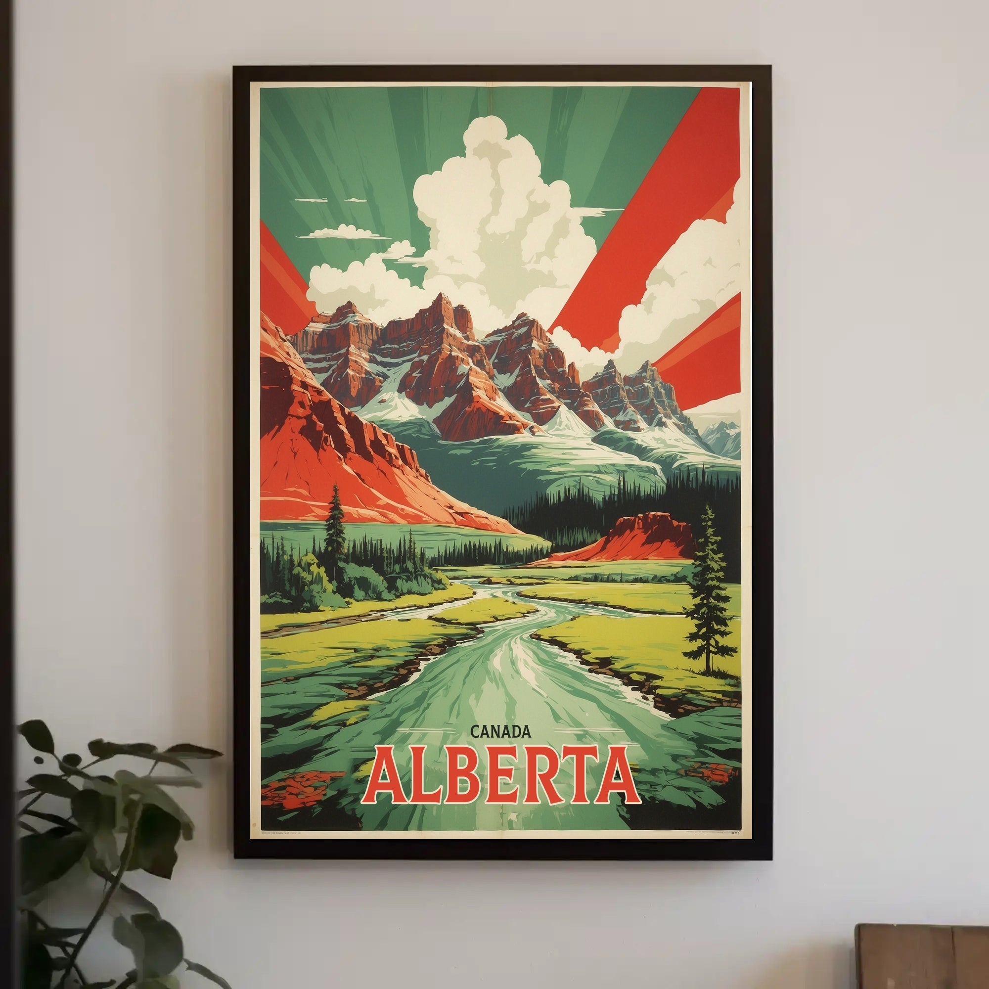 Majestic Alberta Mountains Vintage Travel Poster PosterGoat