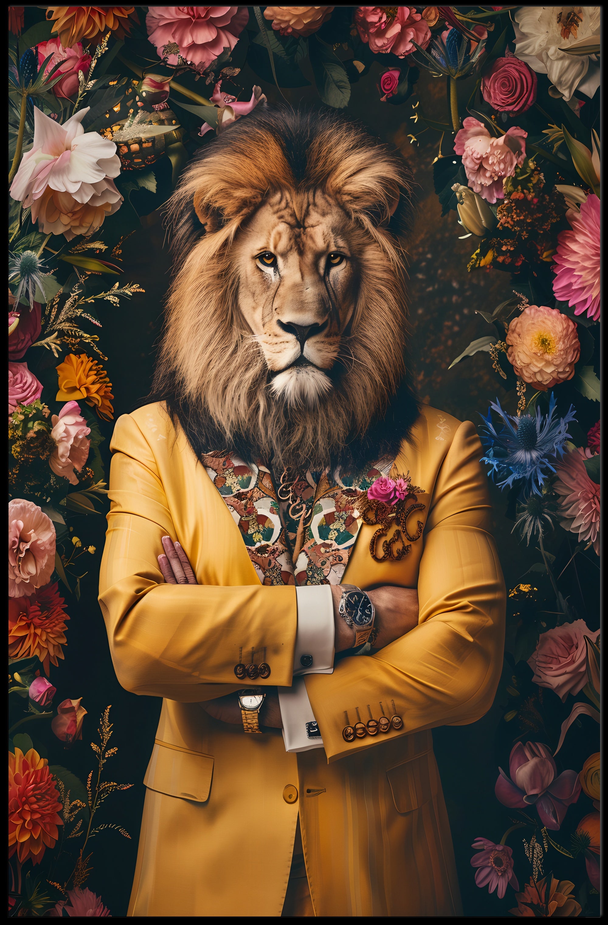 Majestic Anthropomorphic Lion Surreal Fantasy or Mythology Poster PosterGoat