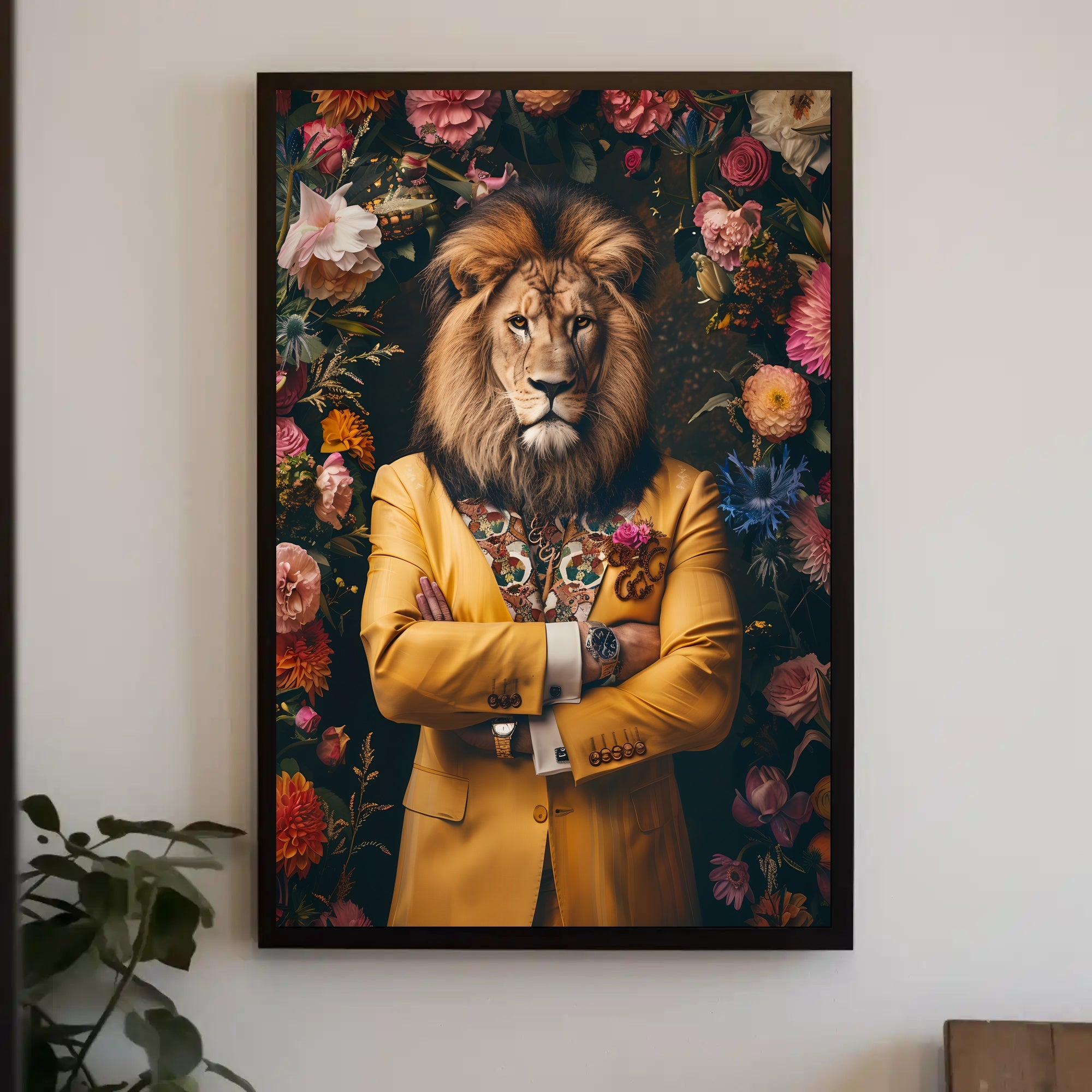 Majestic Anthropomorphic Lion Surreal Fantasy or Mythology Poster PosterGoat