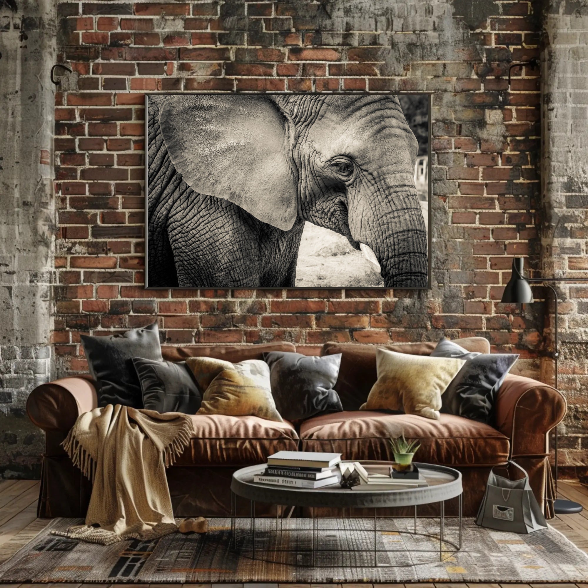 Majestic Black and White Elephant Animal Poster PosterGoat