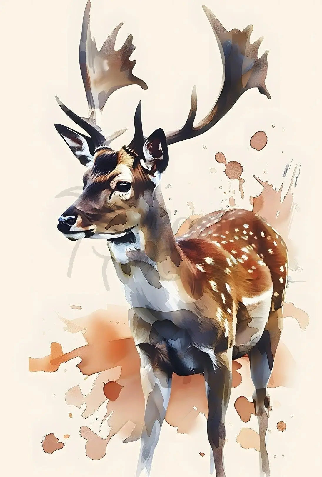 Majestic Deer Watercolor Art Animal Poster PosterGoat