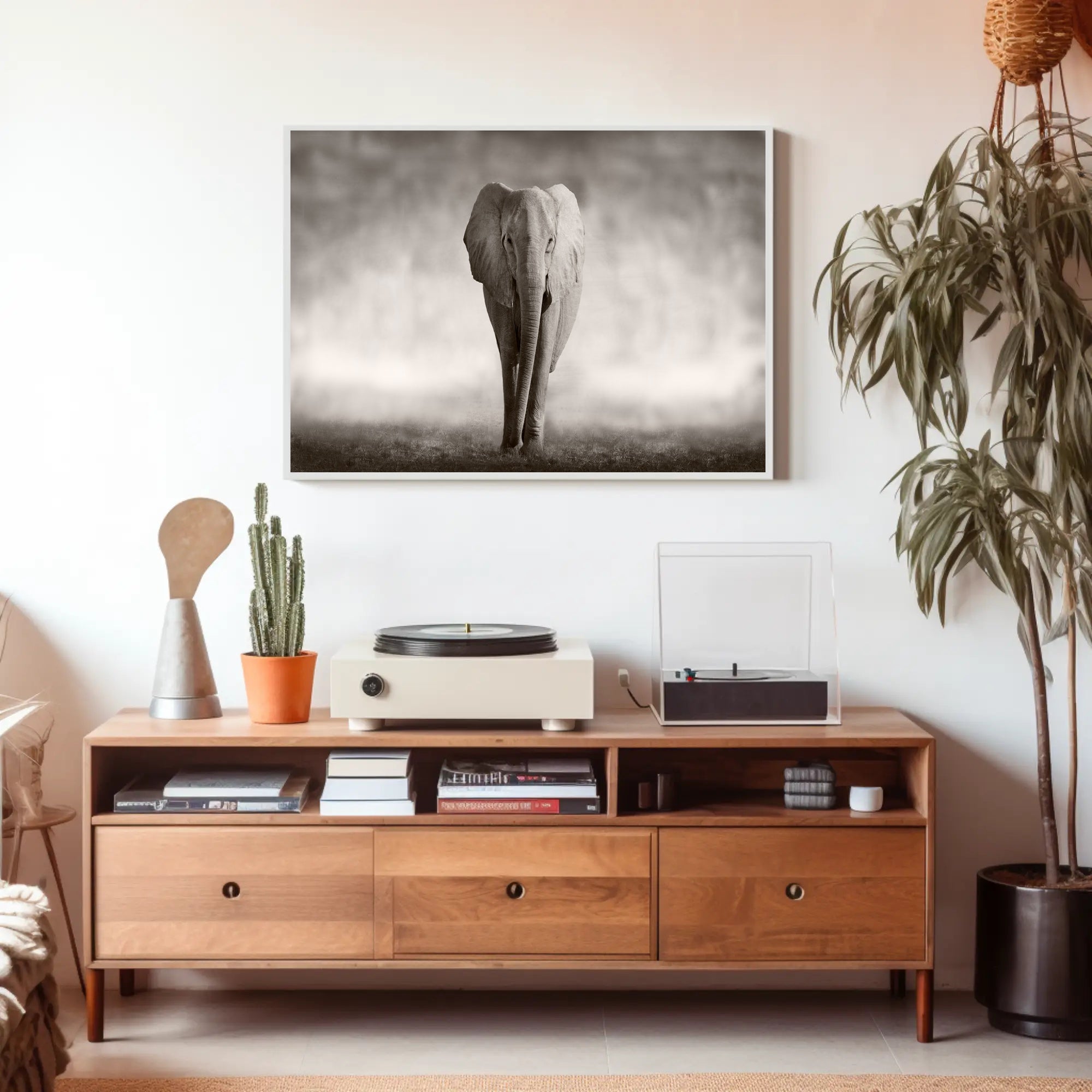 Majestic Elephant Emerging African Savannah Scene Animal Poster PosterGoat