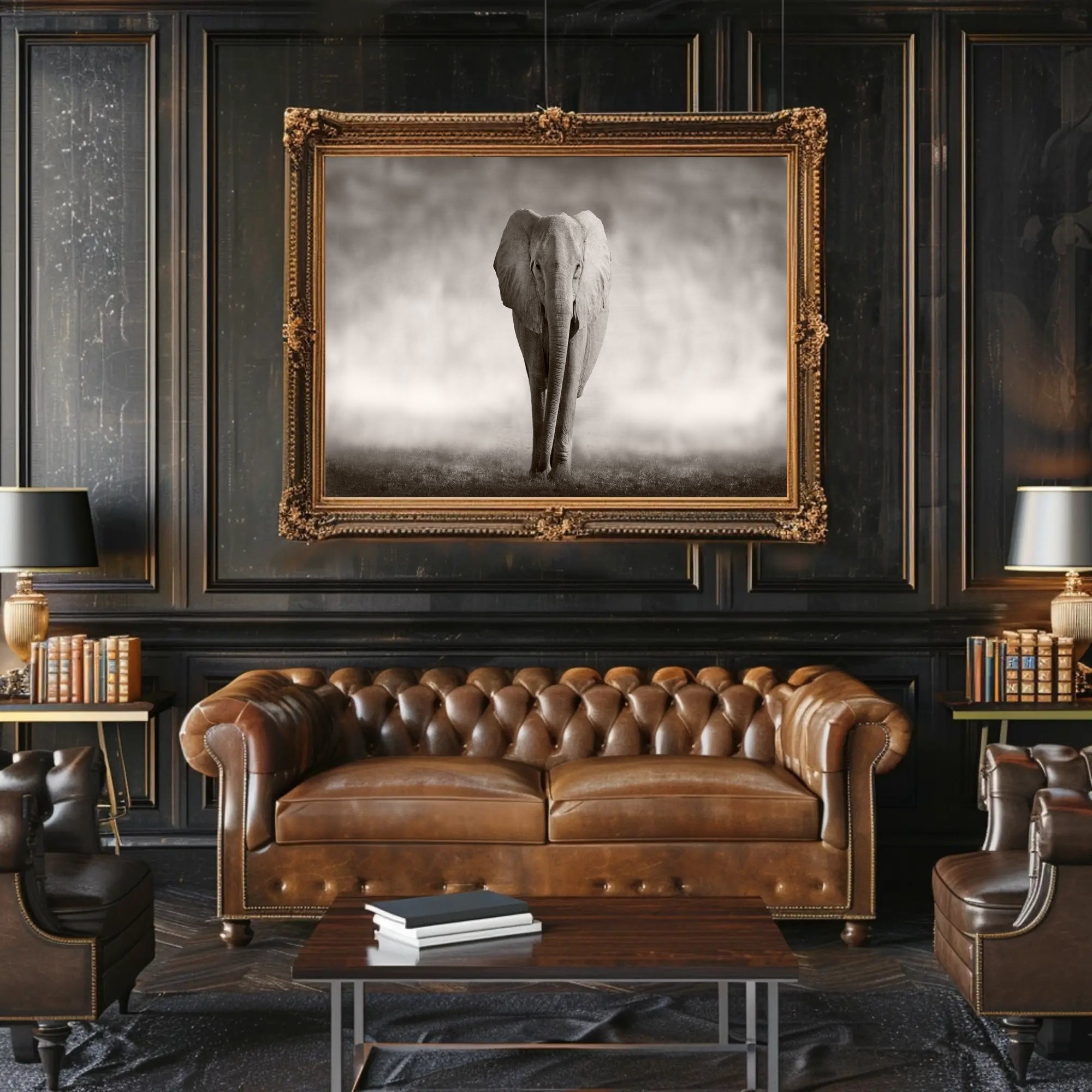 Majestic Elephant Emerging African Savannah Scene Animal Poster PosterGoat