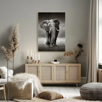 Majestic Elephant Photorealism in Black and White Animal Poster PosterGoat