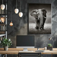 Majestic Elephant Photorealism in Black and White Animal Poster PosterGoat
