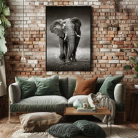 Majestic Elephant Photorealism in Black and White Animal Poster PosterGoat
