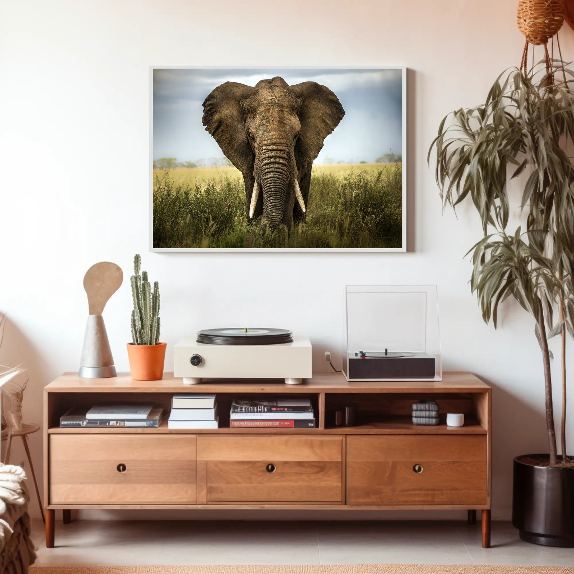 Majestic Elephant in African Savanna Animal Poster PosterGoat