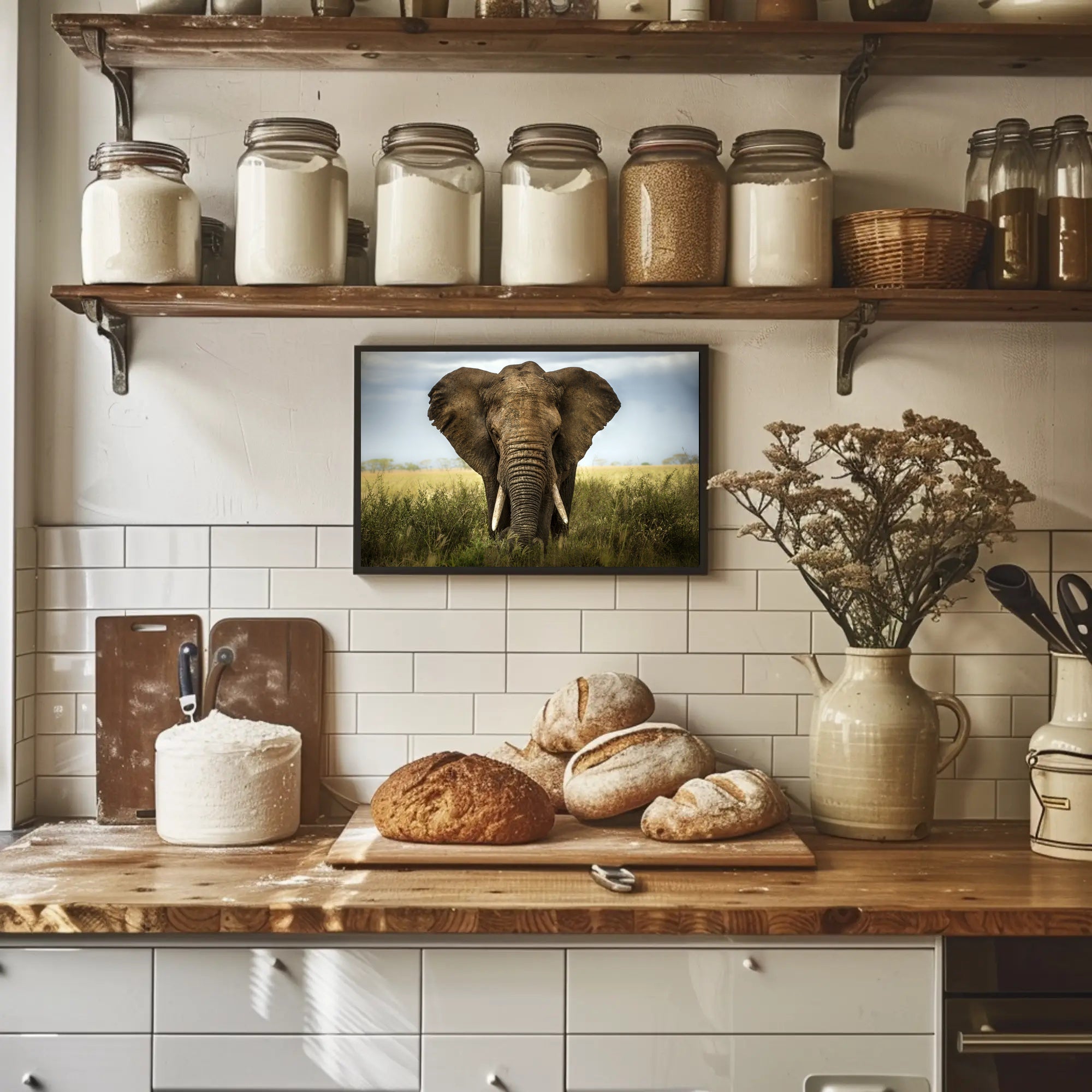 Majestic Elephant in African Savanna Animal Poster PosterGoat