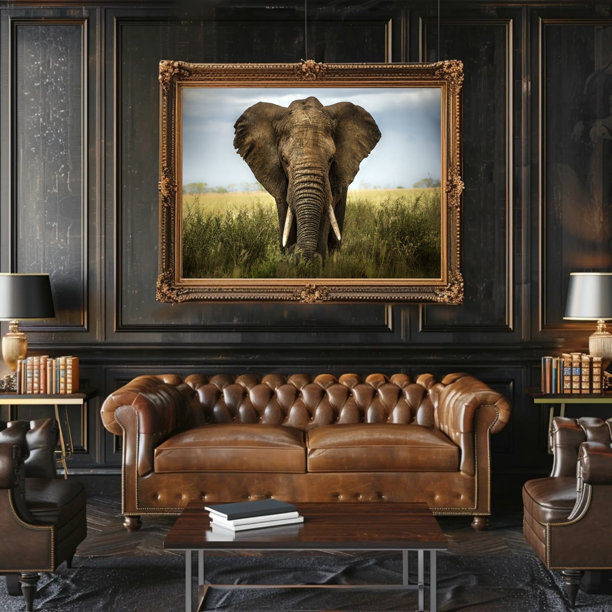 Majestic Elephant in African Savanna Animal Poster PosterGoat