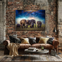 Majestic Elephants on African Savanna Animal Poster PosterGoat