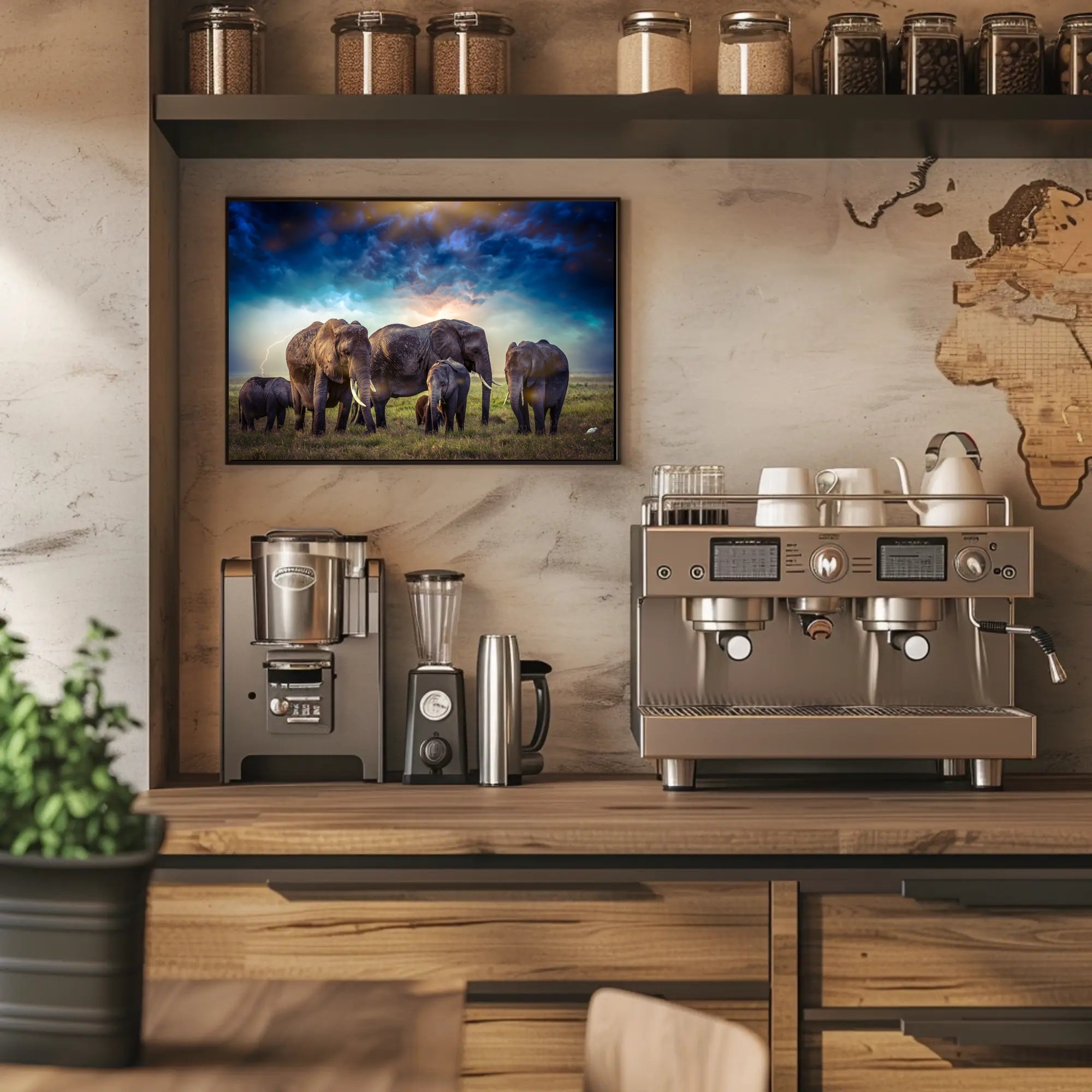 Majestic Elephants on African Savanna Animal Poster PosterGoat