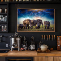 Majestic Elephants on African Savanna Animal Poster PosterGoat