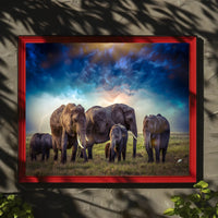 Majestic Elephants on African Savanna Animal Poster PosterGoat