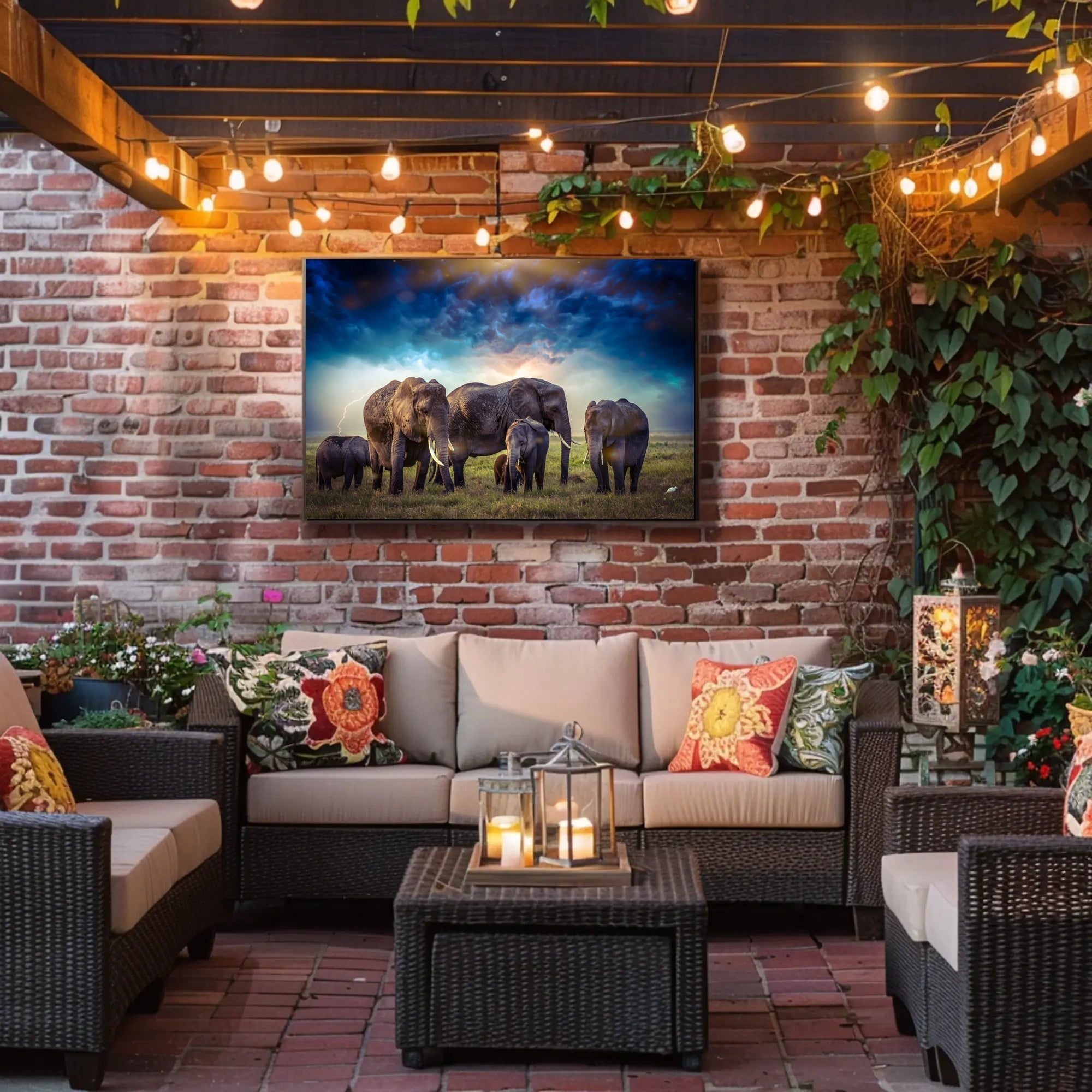 Majestic Elephants on African Savanna Animal Poster PosterGoat