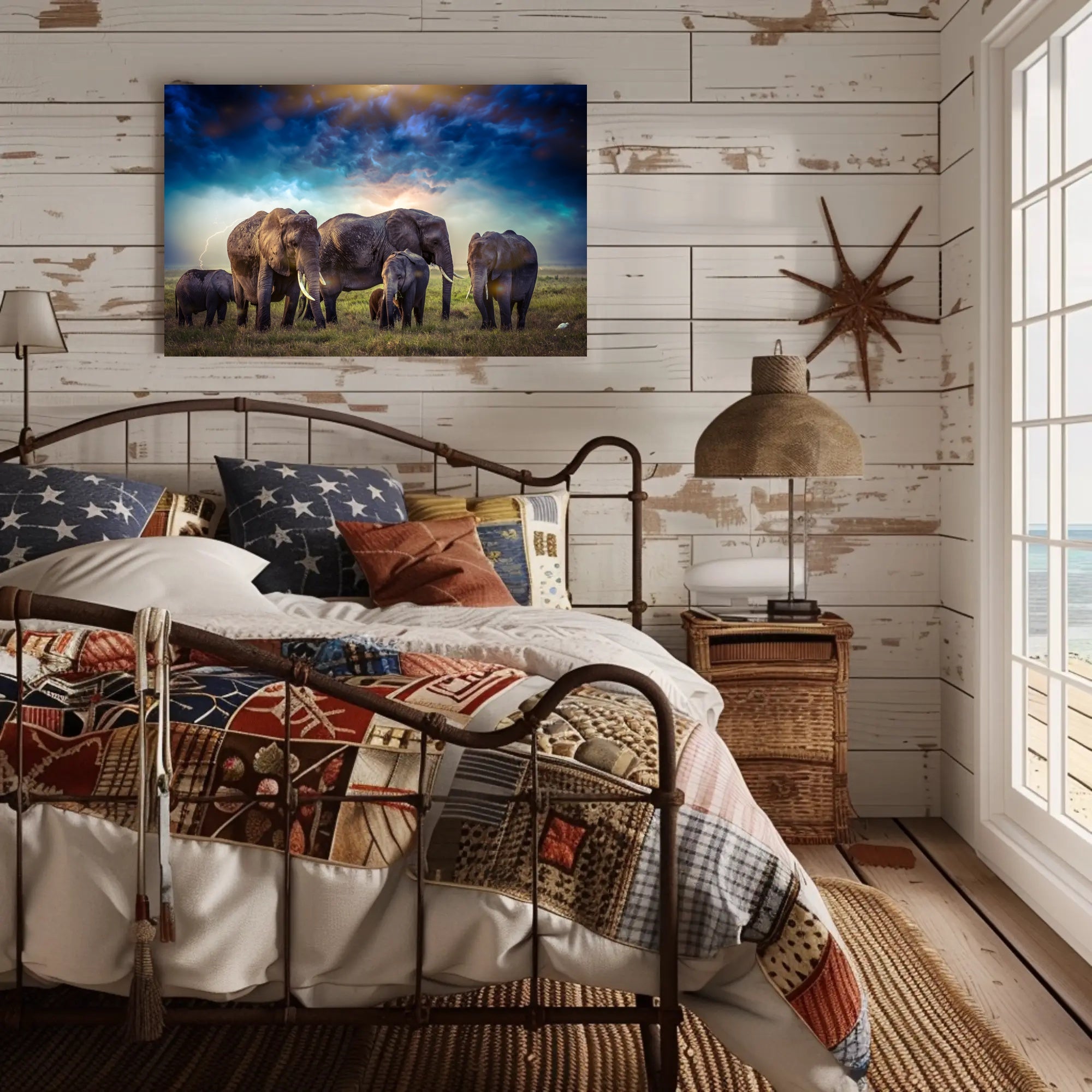 Majestic Elephants on African Savanna Animal Poster PosterGoat
