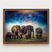 Majestic Elephants on African Savanna Animal Poster PosterGoat