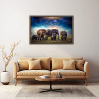 Majestic Elephants on African Savanna Animal Poster PosterGoat